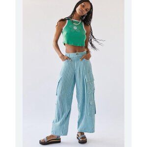 Urban Outfitters Blue Striped Pants NEW Size Medium Blue Green